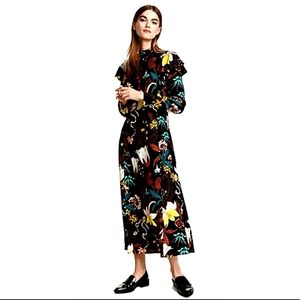 NWT long sleeves black floral mock neck dress